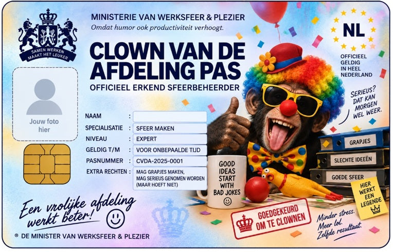 Clown van de afdeling pas