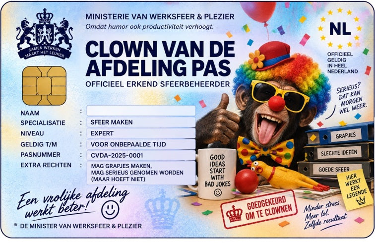 Clown van de afdeling pas